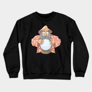 Wizard in Pink Cape with Magic Ball Crewneck Sweatshirt